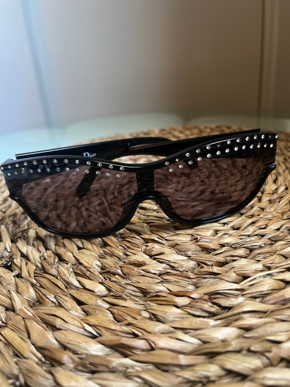 Vintage Cristian Dior 2438 Black Women's Sunglasses with Rhinestone Trim